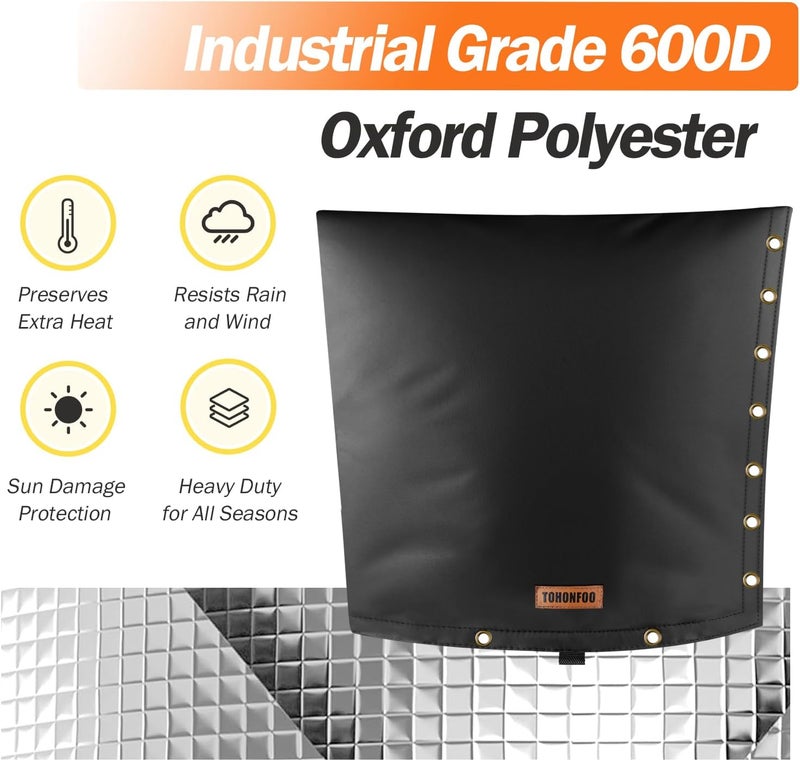 TOHONFOO 2-Way Opening Backflow Preventer Pipe Insulation Cover (5°F) - Irrigation Sprinkler Valve Cover - Water Well Pump Cover - Sturdy 5 Layers for Winter Freeze Protection (30" W x 30" H, Black - Image 5